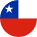 Imagen de la bandera de Chile con diseño en forma circular, presentando la estrella blanca sobre un fondo azul y franjas roja y blanca.